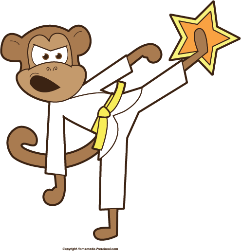 Karate Monkey Clipart Image - Monkey Karate Clipart (495x516), Png Download
