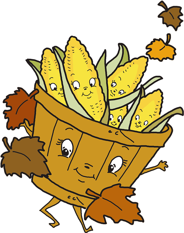 Thanksgiving Basket With Corn - Art (648x827), Png Download