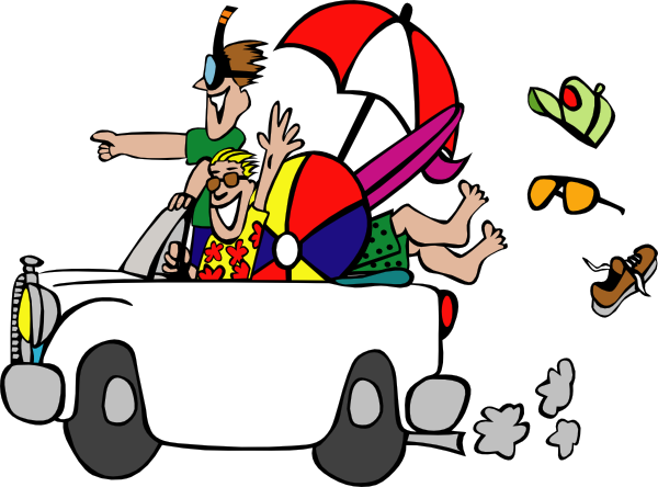 Beach Party Clipart - Vacation Cartoon (600x444), Png Download