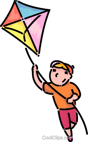 Boy Flying A Kite Royalty Free Vector Clip Art Illustration - Flugdrachen Steigen Lassen Transparent (297x480), Png Download