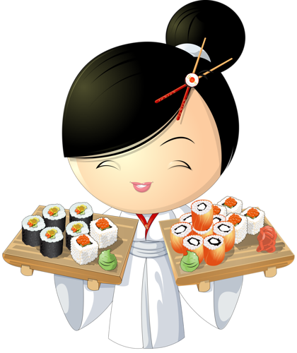 Sushi Girl 2 [преобразованный] - Sushi Vector (420x500), Png Download