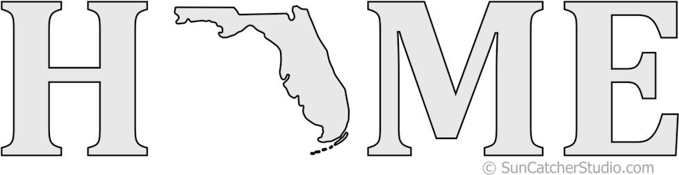 Florida Home Stencil Pattern Shape State Stencil Clip - Pattern (1020x268), Png Download
