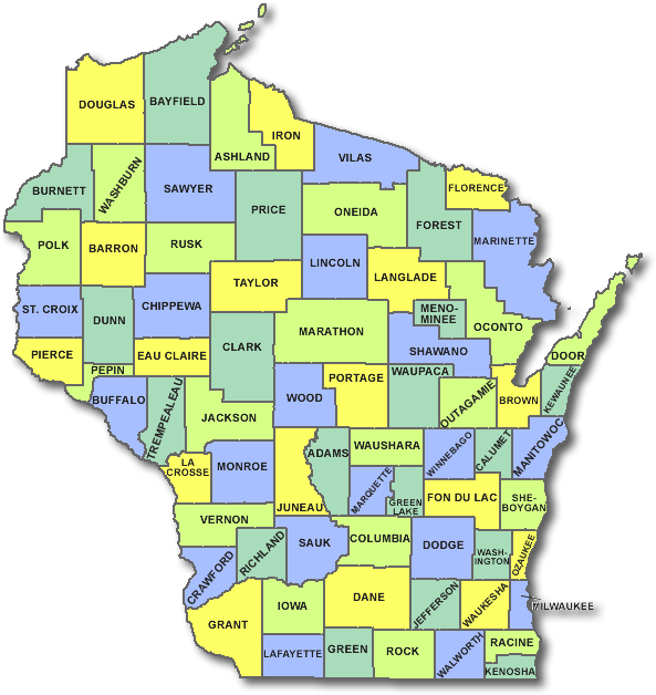 Wisconsin Hot Dog Cart Licensing County State Rules - Wisconsin County Map (670x666), Png Download