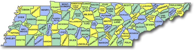 Tennessee Hot Dog Cart Licensing County State Rules - Map Of Tennessee Counties (670x210), Png Download
