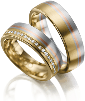 Discover The Creative Style - Trauringe Gelbgold 585 Graugold 585 Rotgold 585 Mit (400x400), Png Download