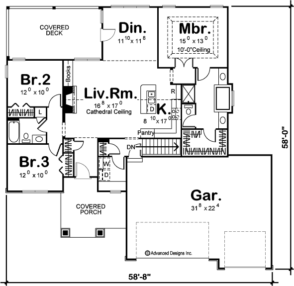 Picket Floor Plan - Floor Plan (591x575), Png Download