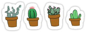 "cactus Hipster Drawing" Stickers By Youtuber-club - Stickers Tumblr Cactus (375x360), Png Download