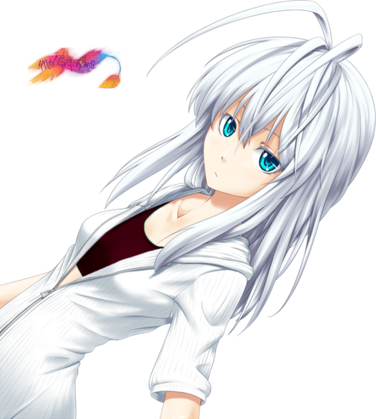 Photo - Anime Girl With White Hair And Blue Eyes Transparent (530x591), Png Download