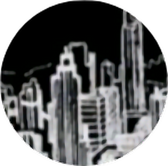 City Skyline Skyscraper Black Outline White Circle - Skyline (588x580), Png Download