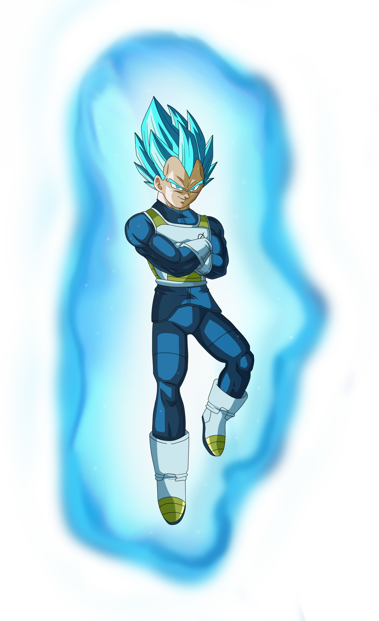 Ssgss Vegeta Arms Crossed Aura No Bg By Eymsmiley-d9c40ib - Super Saiyan Blue Vegeta Aura (1280x2095), Png Download