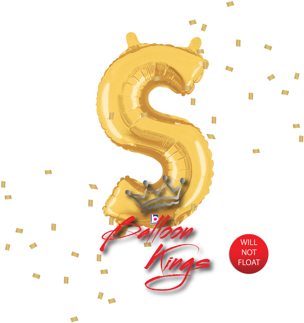 14in Gold Letter S 14in Gold Letter S - 14" Airfill (requires Heat Sealing) Letter Balloon (1280x1280), Png Download
