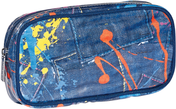 Paint Splatter Denim Small Cosmetic Bag - Toiletry Bag (550x550), Png Download