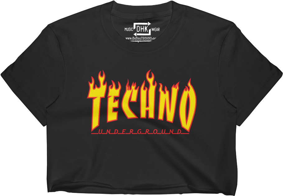"techno" Flames Women's Cropped T-shirt - Anti Social Techno Club (1000x1000), Png Download