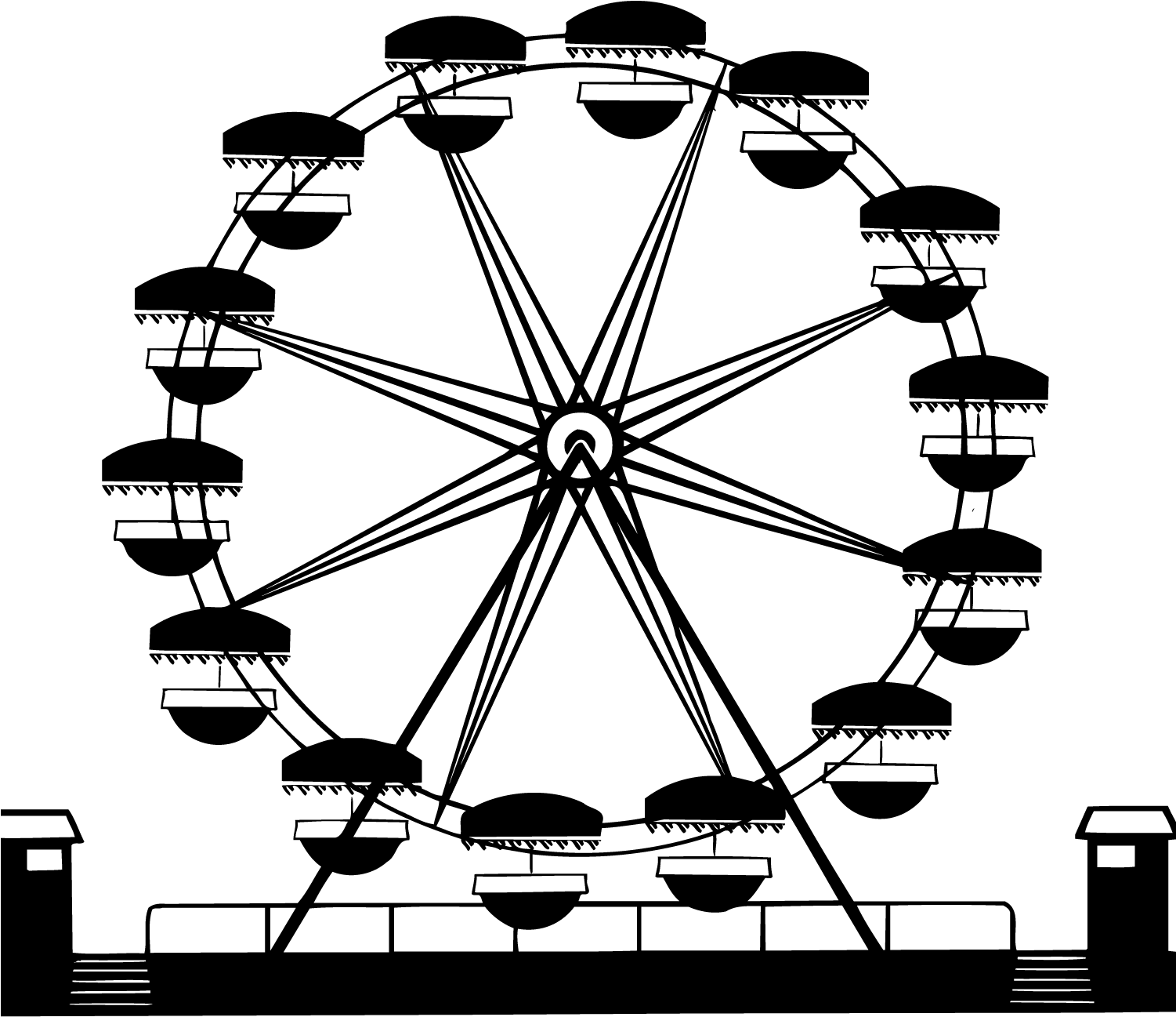 Car Ferris Wheel Wagon Clip Art - Ferris Wheel Vector Png (1500x1500), Png Download