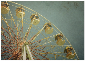 Poster: Kuzma's Aged Vintage Photo Of Carnival Ferris (400x400), Png Download