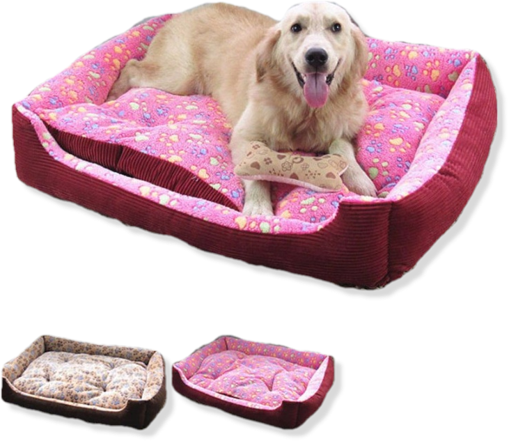 Paw Print Dog Bed For Small To Large Pooches Pooch - Good Pet Bed Dog Mat Soft And Warm Sofa Mattress For (814x717), Png Download