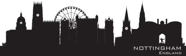 Mind - Nottingham Skyline Silhouette (629x191), Png Download