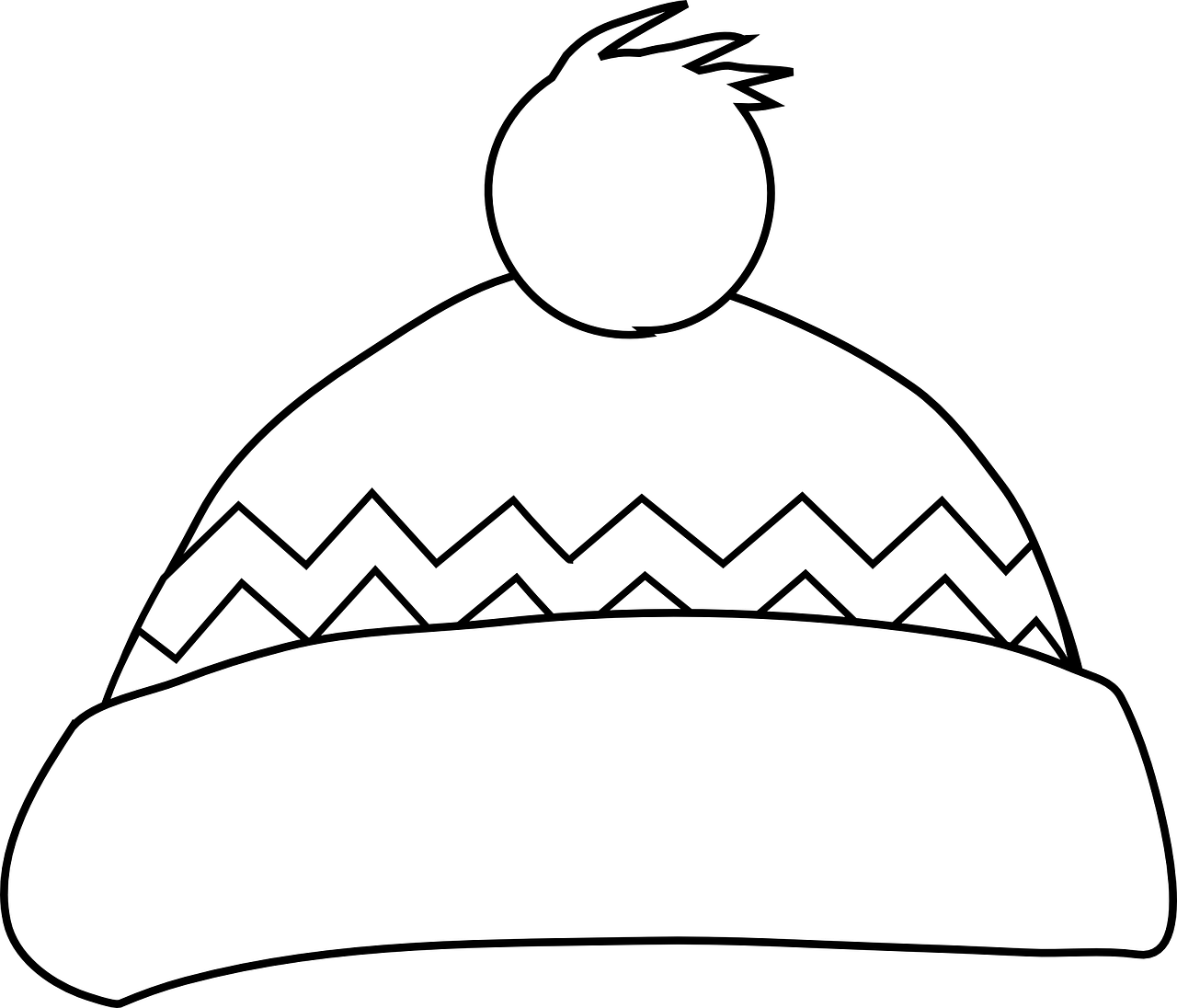 Snow Hat Clip Art Black And White (600x514), Png Download