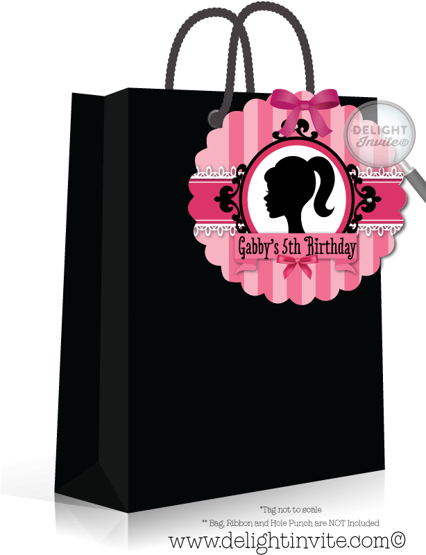 Vintage Pink Barbie Favor Tags - Birthday Party Race Car Favor Bags (613x822), Png Download
