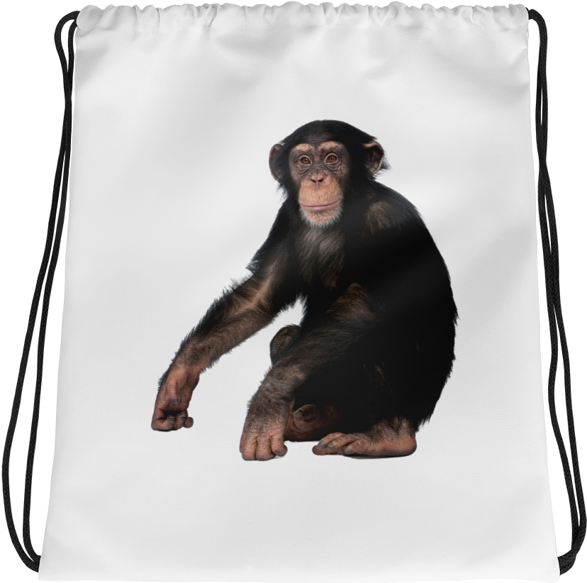 Chimpanzee Print Drawstring Bag - Drawstring Bag (1000x1000), Png Download