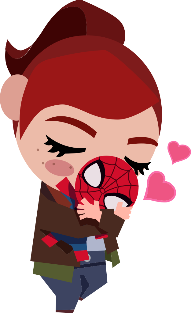 How Cute Are These New Spidey And Mj Stickers We've - Portable Network Graphics (625x1022), Png Download