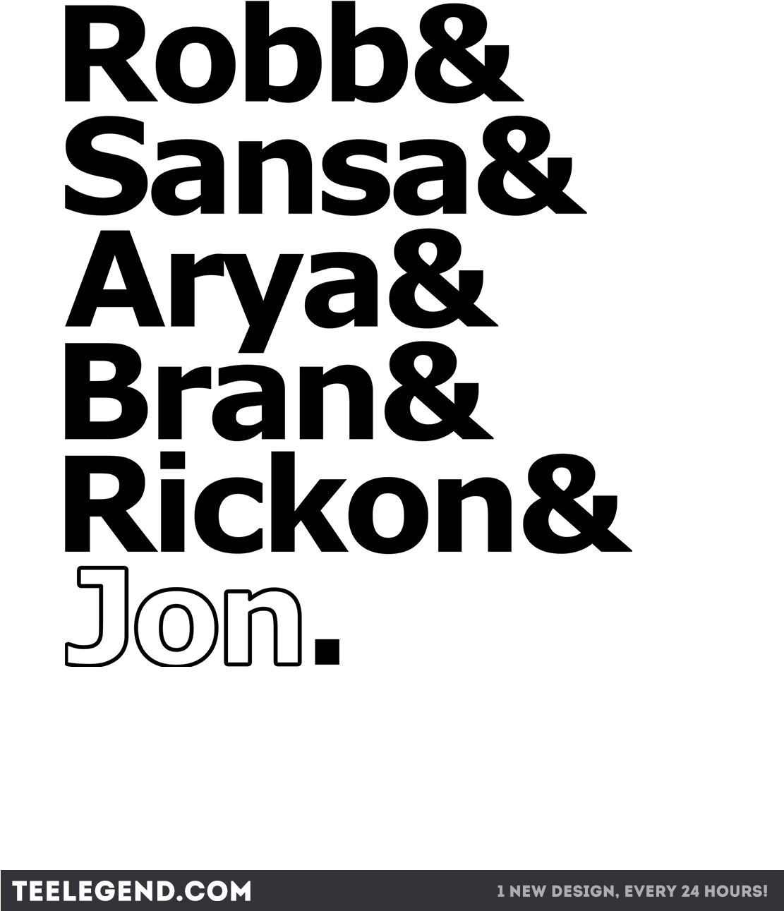 House Stark Names - Rickon Bran Arya Sansa Robb Jon Sweatshirt (1110x1380), Png Download