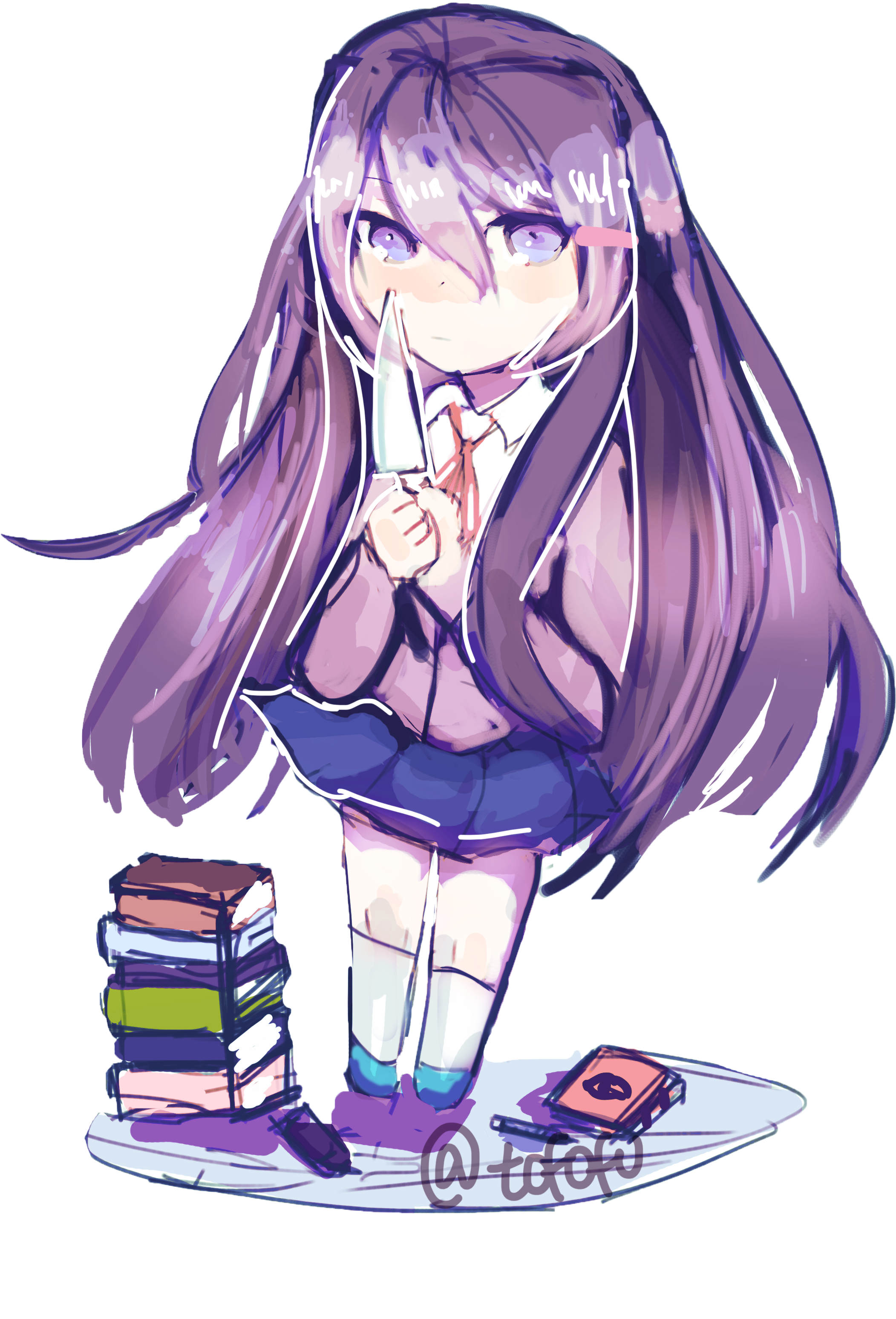 Yuri Ddlc Wiki Download - Ddlc Yuri Fanart Png (2800x3200), Png Download