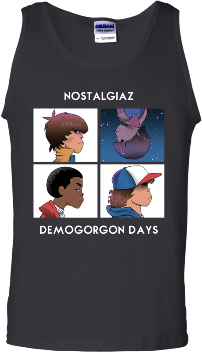 Stranger Things Nostalgiaz Demogorgon Days Unisex Tshirt, - Stranger Things Gorillaz (1155x1155), Png Download