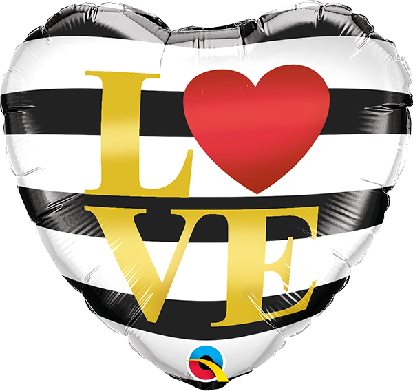 Balão Metalizado Coração Love Stripes 45cm (600x568), Png Download