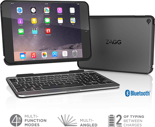 For Ipad® Mini - Zagg Slim Book Ipad Mini 4 Keyboard Case - Black (504x413), Png Download