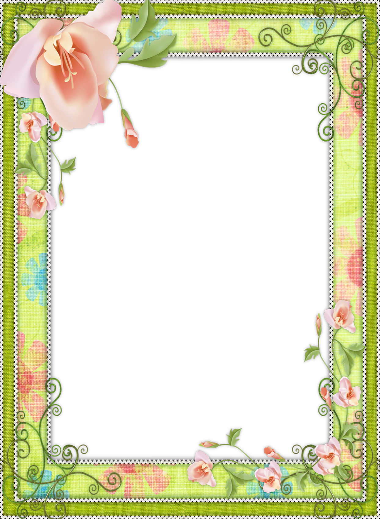 Green Flower Frame Png - Flower Frame Background Png (439x600), Png Download