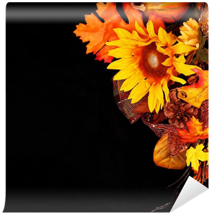 Autumn Or Thanksgiving Bouquet Over Black Background - Thanksgiving Black Background (400x400), Png Download