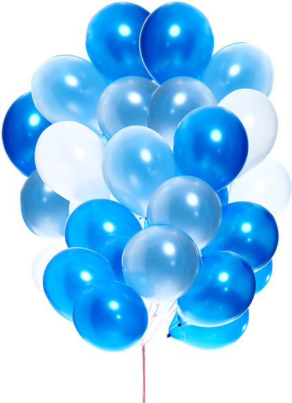 25 Pieces Of Mixed Blue And White Latex Balloons Bouquet - Blue Birthday Balloons Png (600x600), Png Download