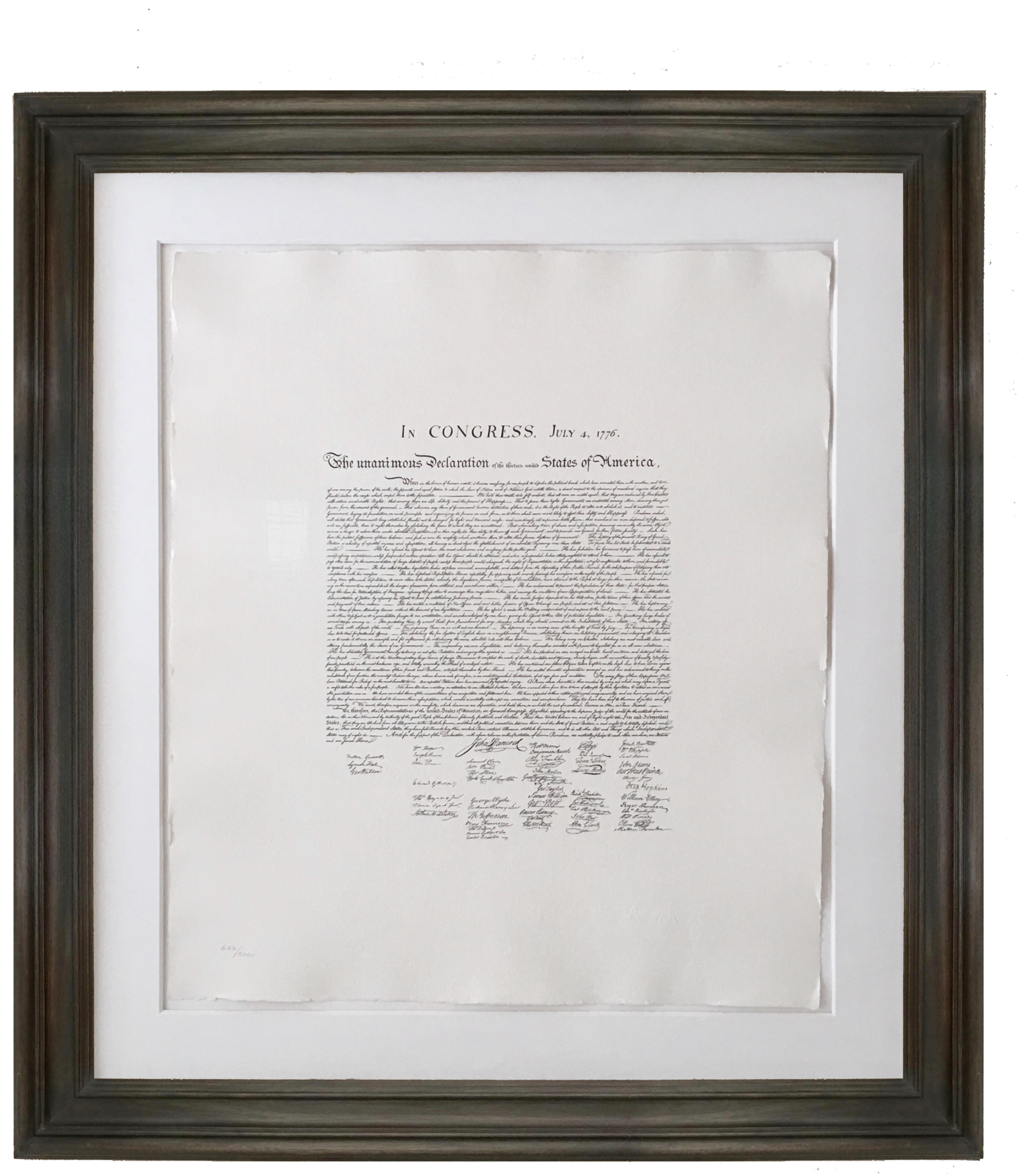 Framed Declaration Of Independence Hand Engraved Printed - Art (2048x2048), Png Download