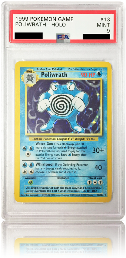 Psa 9 Poliwrath 13/102 - Pokemon Card - English Holo Poliwrath - Base Set 2 (498x996), Png Download
