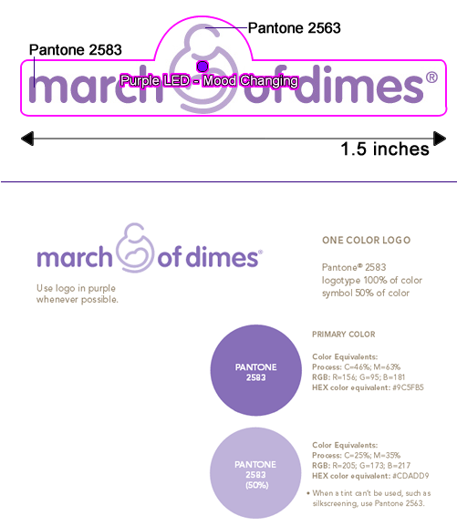 March Of Dimes Custom Logo Flashing Blinky Light Pin - Color (500x586), Png Download