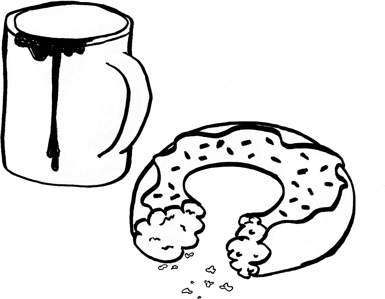 Coffee Tumblr Black And White Download - Drawing (1554x1309), Png Download