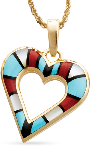 Multi Color Open Heart Pendant - Open Heart Pendant (500x500), Png Download