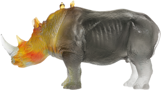 Daum Crystal Glass Rhinoceros - Daum Grey Amber Rhinoceros (600x600), Png Download