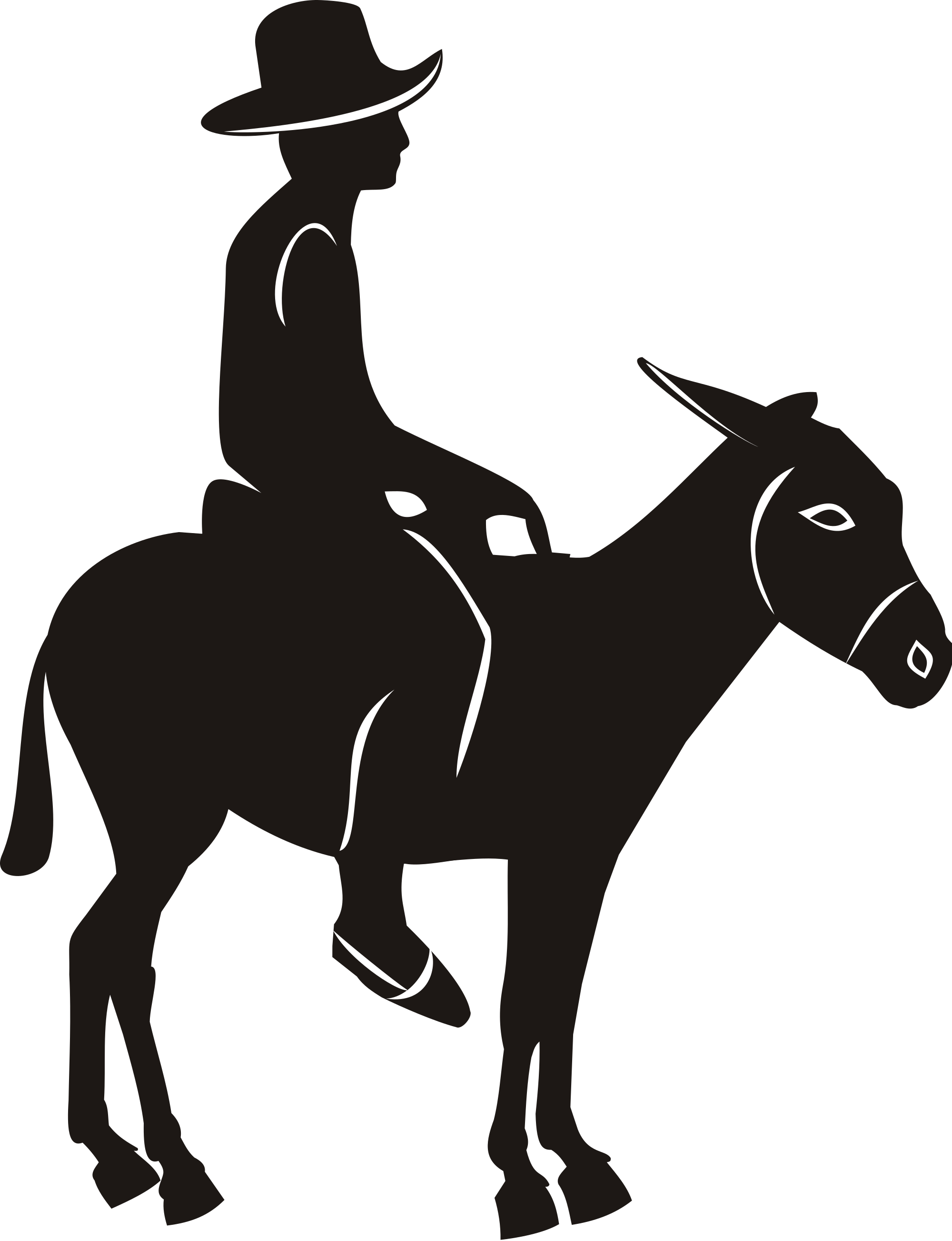 Open - Riding A Donkey Silhouette (2000x2605), Png Download