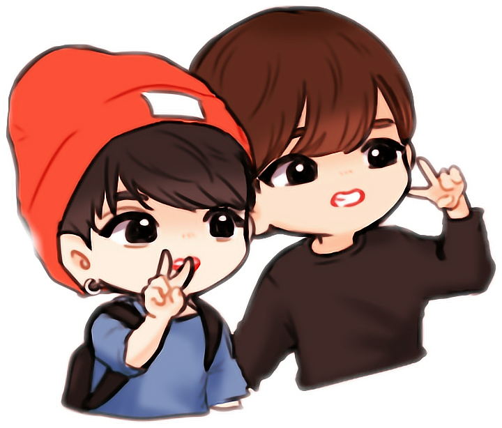 Bts Vkook Jungkook Kookie Galleta Taehyung V Alien - Jungkook And V Chibi (536x454), Png Download