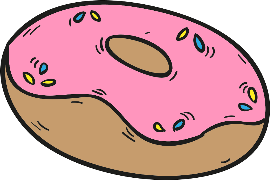 Doughnut Breakfast Cartoon - Doughnut (1600x1600), Png Download