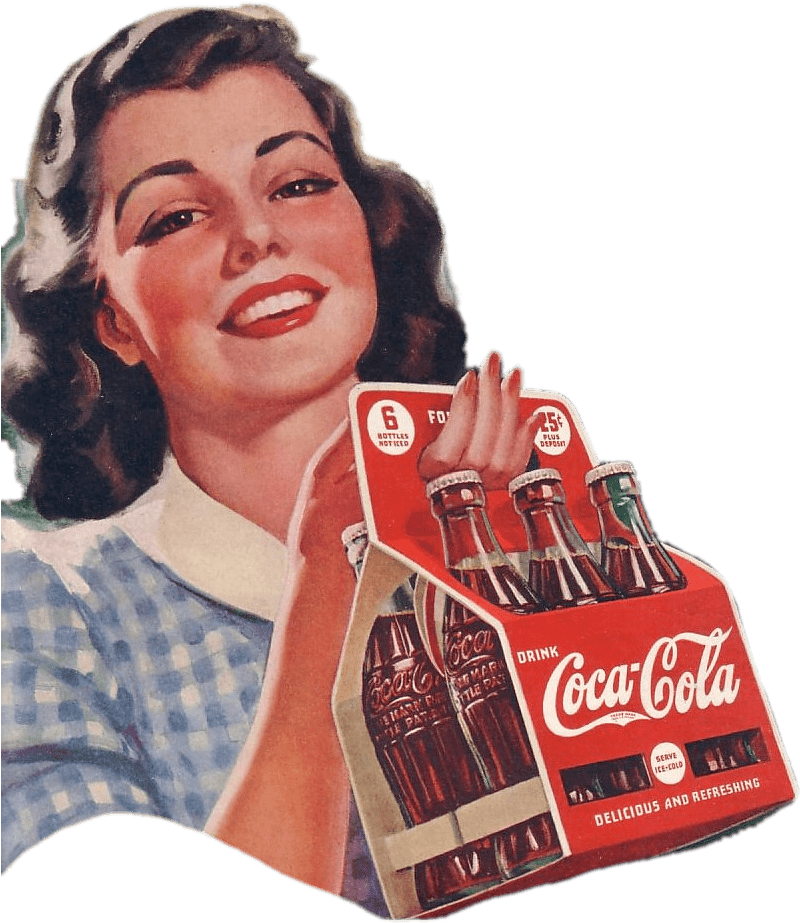 Vintage Coca Cola Advertising Feat Woman - Old School Coca Cola (846x1046), Png Download