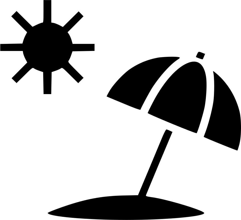 Clip Art Freeuse Stock Sun Summer Umbrella Beach Svg - Beach Symbol Png (981x898), Png Download