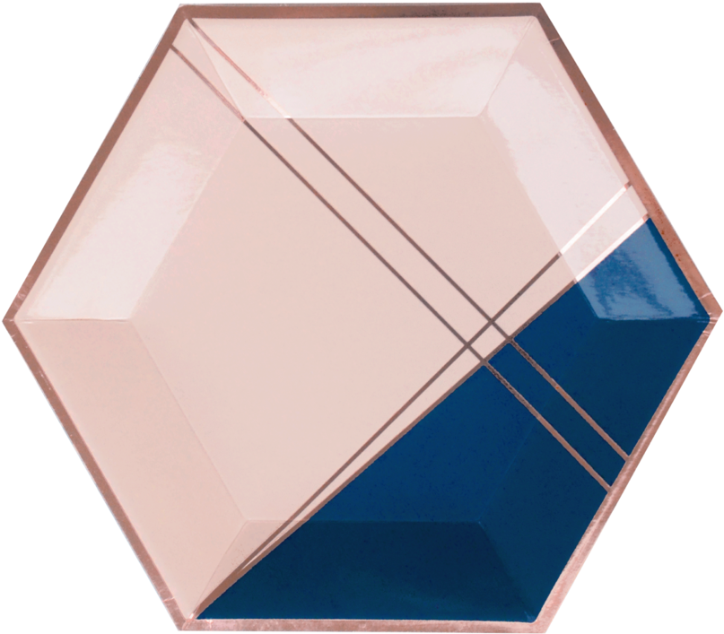 Pale Pink And Navy Colorblock Large Paper Plates - Plate (600x600), Png Download