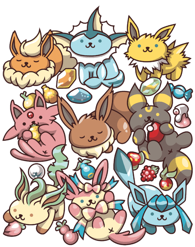 Neko Atsume Eeveelution (1024x887), Png Download