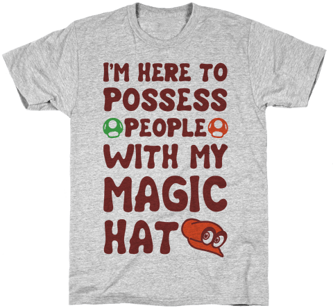 I'm Here To Possess People With My Magic Hat Mens T-shirt - Super Mario Odyssey Shirt (484x484), Png Download