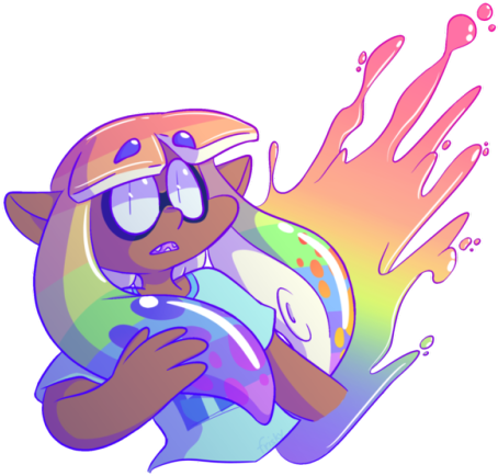 Rainbow Squid - Rainbow Inkling (500x444), Png Download