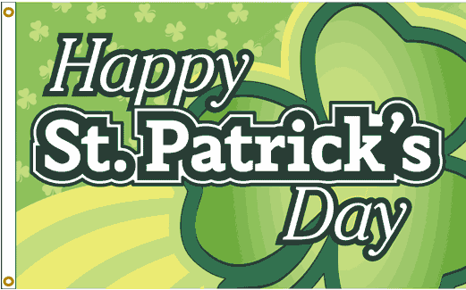 Patrick's Day Giant Shamrock Flag - Poster (520x416), Png Download