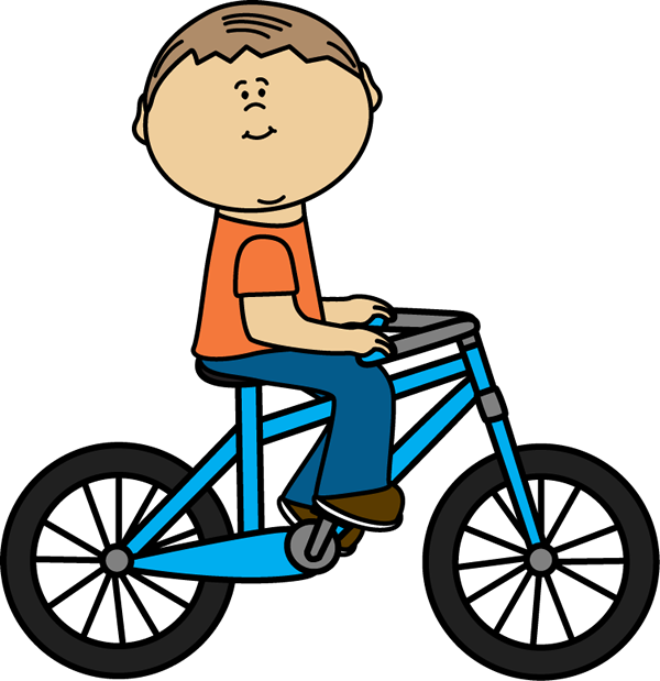 Boy Riding A Bicycle - Boy On Bike Clipart (600x619), Png Download